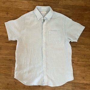 Porter & Ash Linen button down short sleeve shirt light blue Men’s L